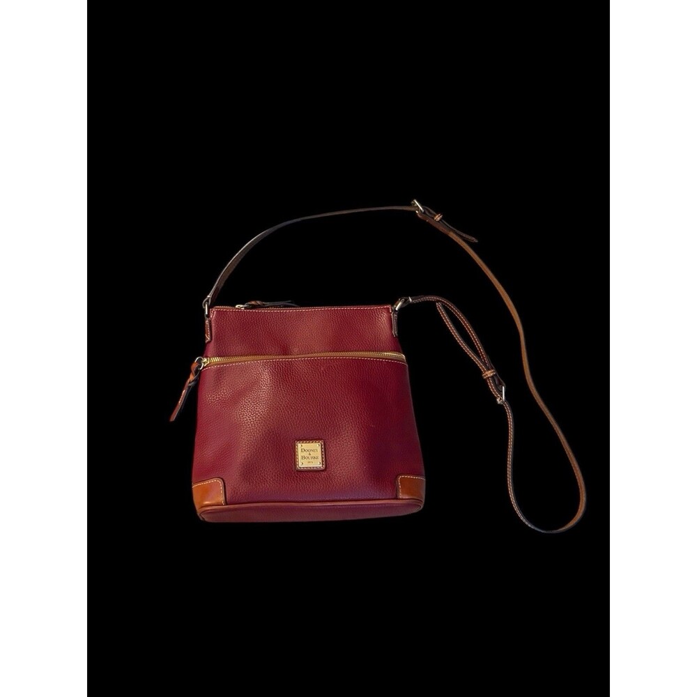 Dooney & Bourke Wine Pebbled Leather Wexford Crossbody Bag Corner Wear Dust Bag